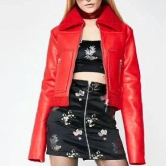 RED faux Leather Jacket - Picture 2 of 3